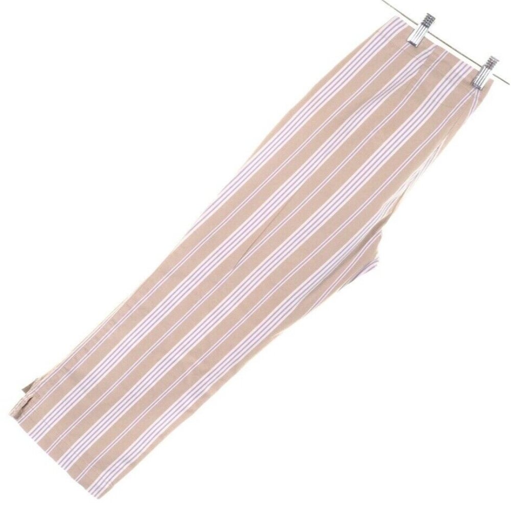 Gap Womens Size 4 Fitted Cropped Capri Pants Striped Tan Blue White 28 x 24